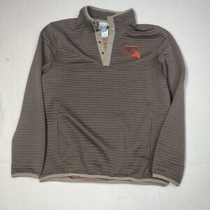 Pheasants Forever Mens Pullover M Brown Polyester Textured Quarter Snap Fleece